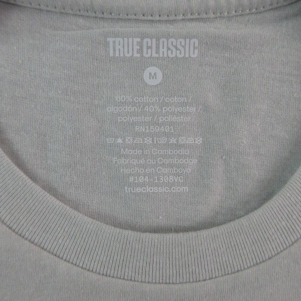 True Classic Shirt Mens M Gray Crew Neck Curved Hem Short Sleeve Tagless NWOT - Picture 6 of 14